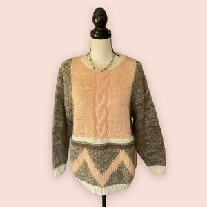 Vintage 80s SML Sport Brown Peach Sweater L XL